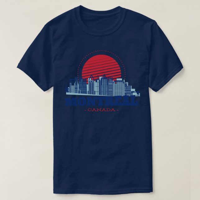 T-shirt Rétro Montréal Canada Skyline (Design devant)