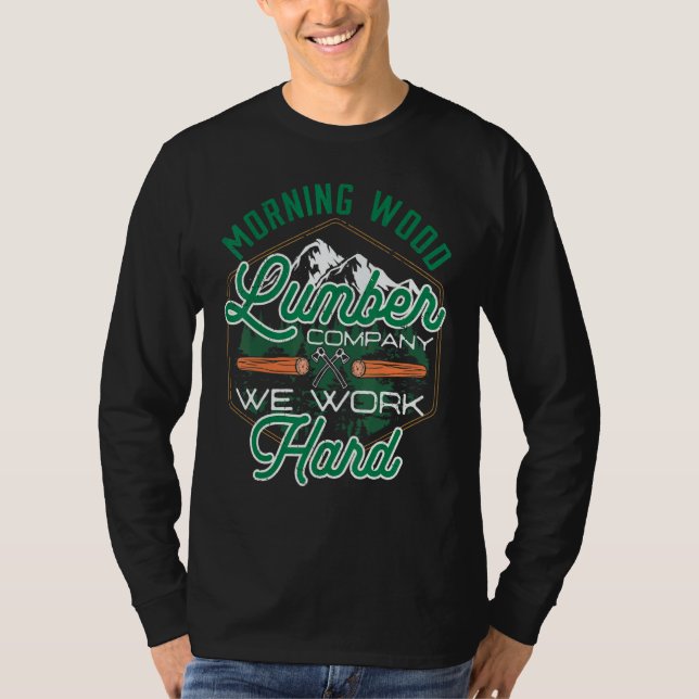 T-shirt Retro Morning Wood Lumber Company Camping Woodman (Devant)