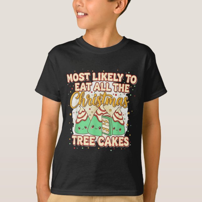 T-shirt Retro Most Likely To Eat All The Christmas Tree Ca (Devant)