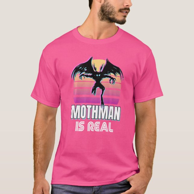 T-shirt Retro Mothman 80s Cryptid Sunset (Devant)