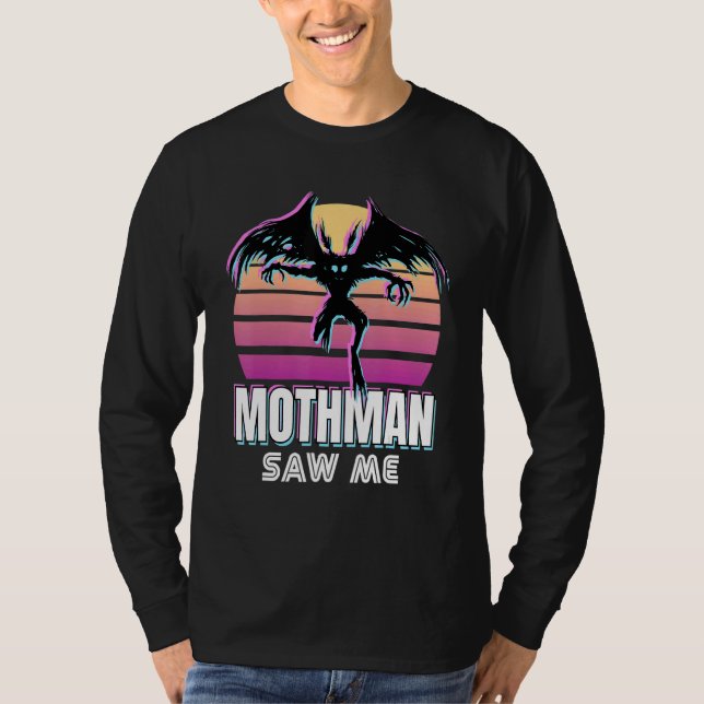 T-shirt Retro Mothman 80s Cryptid Sunset (Devant)