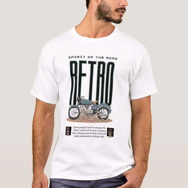 T-shirt Retro Motorcycle Rider Shirt– Spirit of the Road (Devant)
