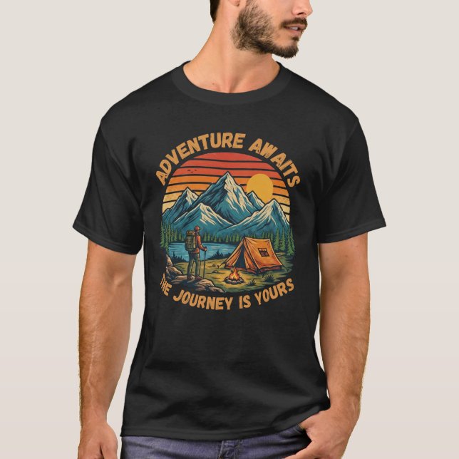 T-shirt Retro Mountain Camping Hiking Adventure (Devant)