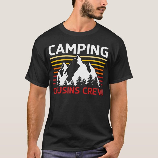 T-shirt Retro Mountain Camprip Camping Cousins Crew boy (Devant)
