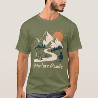 T-shirt Retro Mountain Peak Sunrise & Trail Vintage Advent
