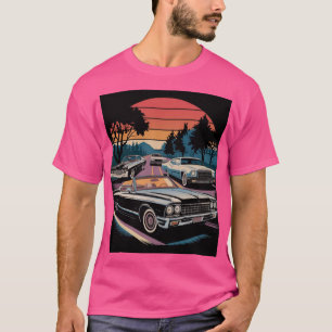 T-Shirt Retro Muscle Car Sunset - Classique Améric