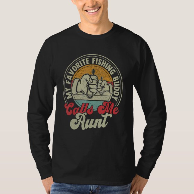T-shirt Retro My Favorite Fishing Buddy Call Me Aunt Fishi (Devant)