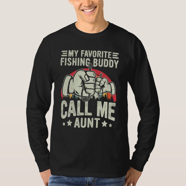 T-shirt Retro My Favorite Fishing Buddy Call Me Aunt Fishi (Devant)
