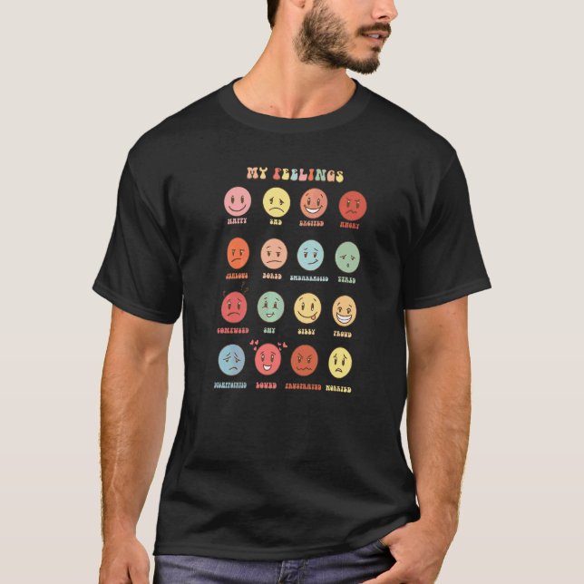 T-shirt Retro My Feelings Emotion Faces Mental Health Matt (Devant)
