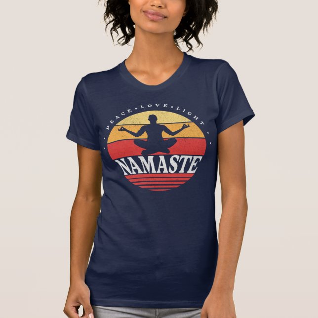 T-shirt Retro Namaste, pose de yoga (Devant)