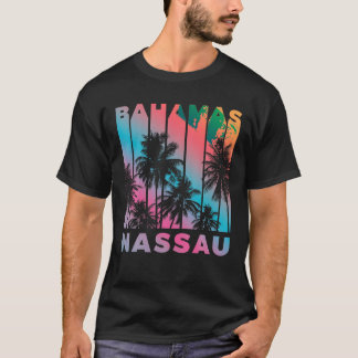 T-shirt Rétro Nassau Bahamas Fan Palm Tree Cool Souv