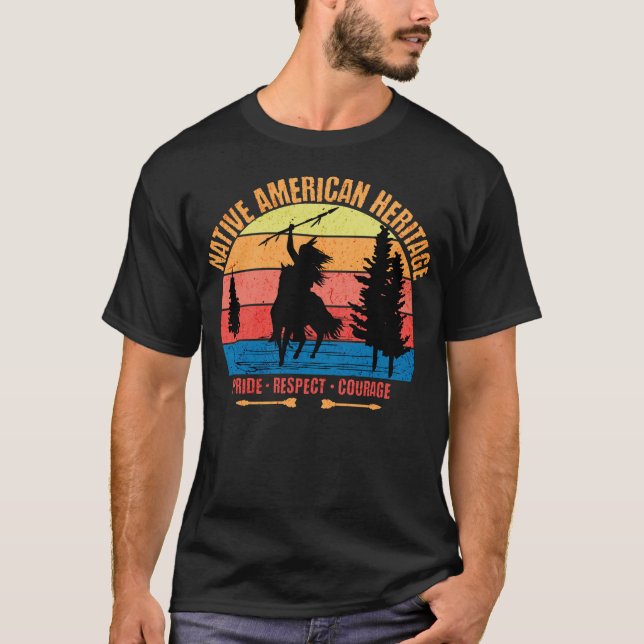 T-shirt Retro Native American Heritage (Devant)