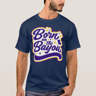 T-shirt Retro Né sur Bayou Word Art Louisiana Louisi