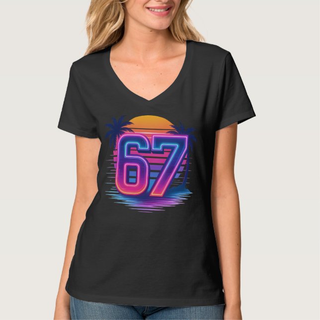 T-shirt Retro Neon 67 Esthétique (Devant)