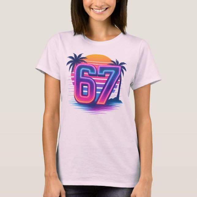 T-shirt Retro Neon 67 Esthétique (Devant)