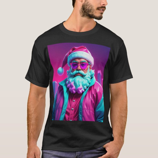 T-shirt Retro Neon Santa Claus (Devant)