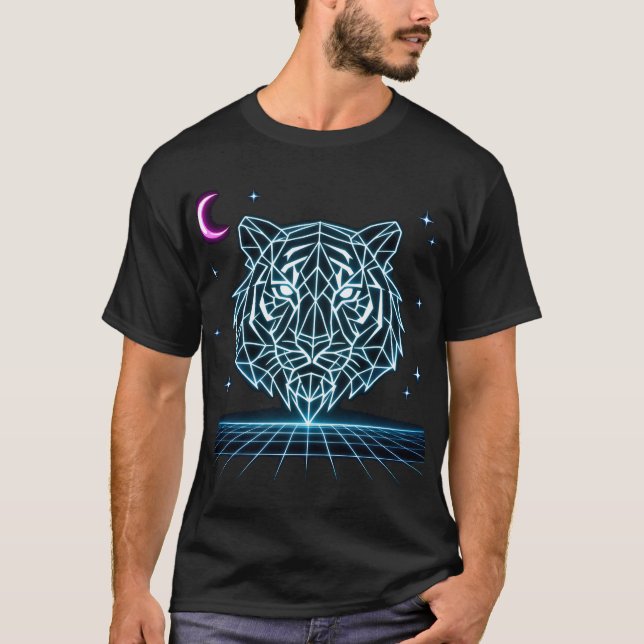T-shirt rétro Neon Tiger Synthwave – Striker Élect (Devant)