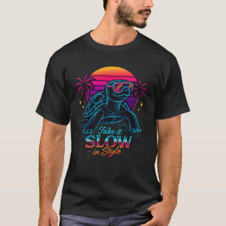 T-shirt Retro Neon Turtle Vaporwave Art