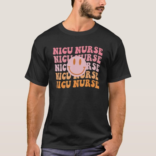 T-shirt Retro Nicu Infirmière Souriante Visage néonatale I (Devant)