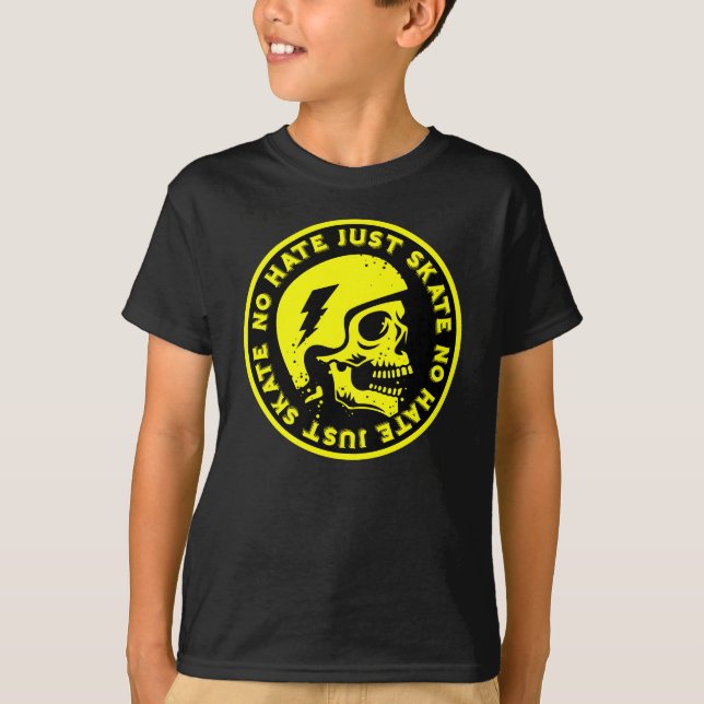 T-shirt Retro no Hate Just Skull (Devant)