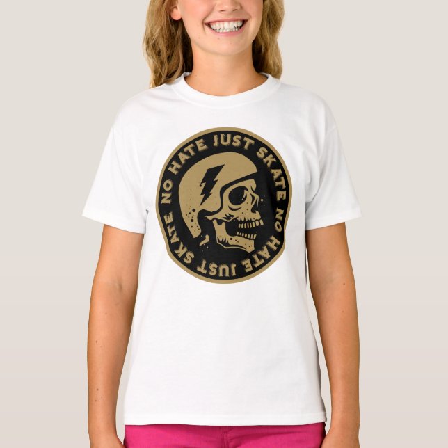T-shirt Retro no Hate Just Skull (Devant)