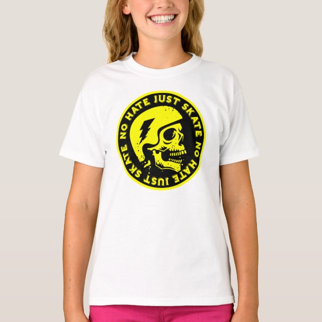 T-shirt Retro no Hate Just Skull (Devant)