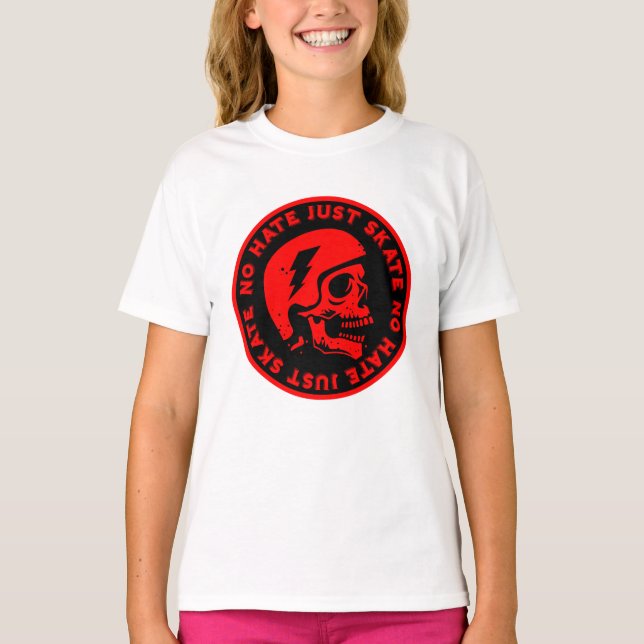 T-shirt Retro no Hate Just Skull (Devant)