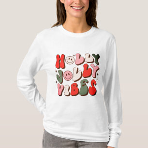 T-shirt Retro Noël Holly Jolly Vibes Vacances tendance