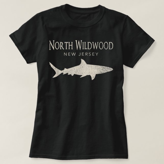 T-shirt Retro North Wildwood NJ Shark (Design devant)