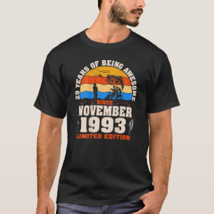 T-shirt Rétro novembre 1993 29 Year Old Fishing Lover 29th
