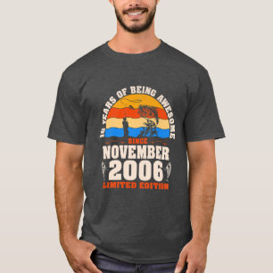 T-shirt Rétro Novembre 2006 16 Ans Amoureux de la pêche 16