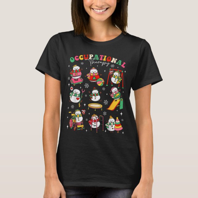 T-shirt Retro Occupational Therapy Christmas Snowman Ot Ot (Devant)