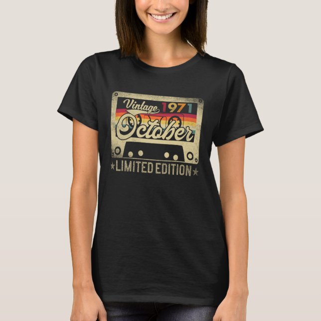 T-shirt Rétro - Octobre 1971 54e Anniversaire 54 Ans -  (Devant)