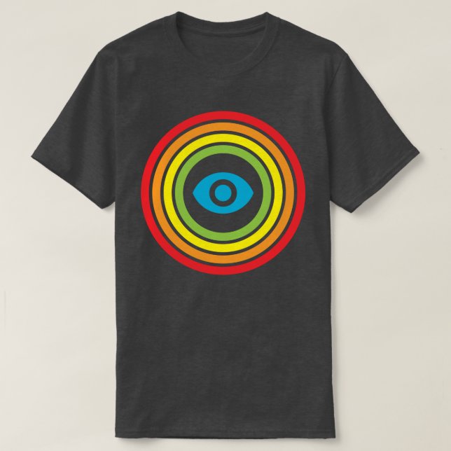 T-shirt rétro oeil de visibilité d'arc-en-ciel (Design devant)