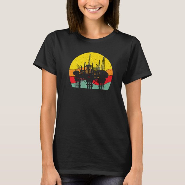 T-shirt Retro Oil Well Pumpjack Oil Rig Oilman Oilfield Wo (Devant)