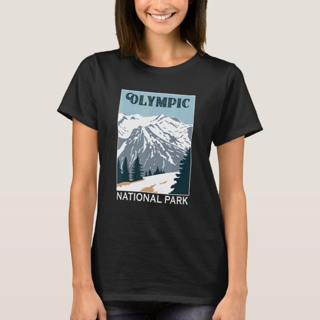 T-shirt Retro Olympic National Park Mountain Camping Souve (Devant)