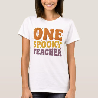 T-shirt Rétro « One Spooky Teacher » Groovy Hallow