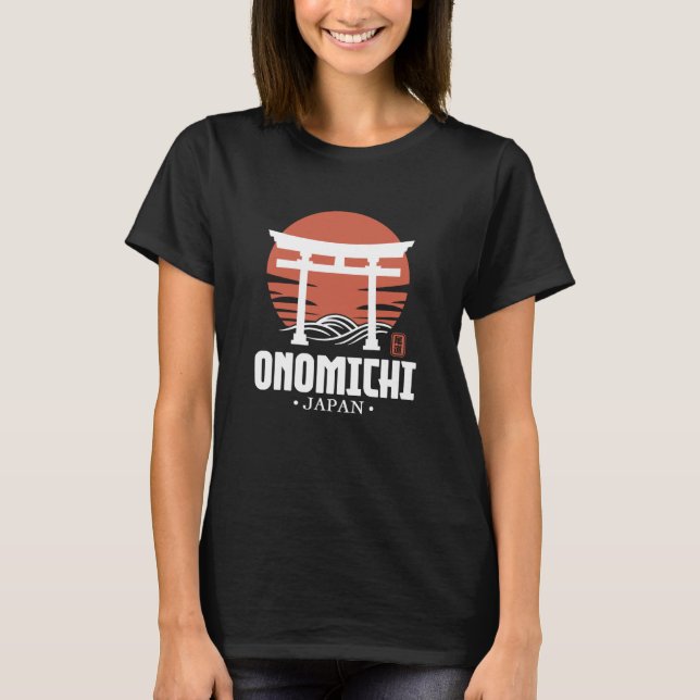 T-shirt Retro Onomichi Japan Torii Gate Japanese Kanji Sou (Devant)