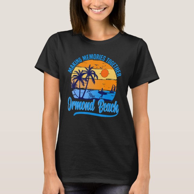 T-shirt Retro Ormond Beach Floride Palm Tree Beach été (Devant)