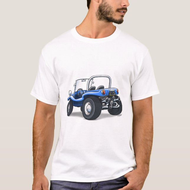 T-shirt rétro ouvert de boguet complété dans le bleu (Devant)