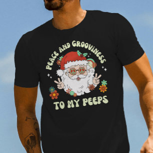 T-shirt Retro Paix et Grooviness Hippie Père Noël Noël