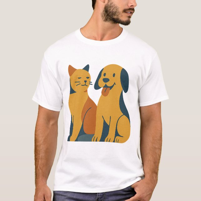 T-shirt Retro Pals pour animaux de compagnie - Mi-Siècle C (Devant)