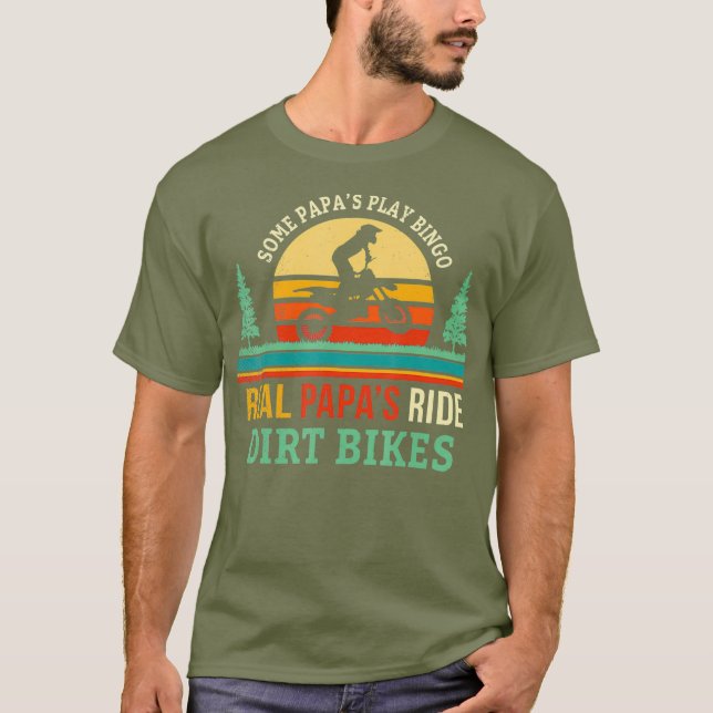 T-shirt Retro Papa Dirt Bike Gift Dad Dirtbike Gifts (Devant)