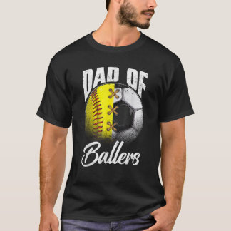 T-shirt Retro Papa Of Ballers Soccer Softball Lover Fan Fa