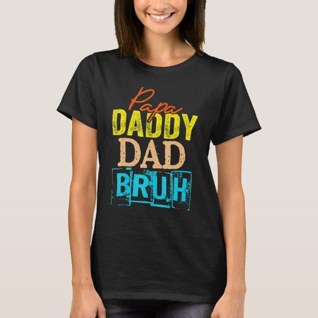 T-shirt Retro Papa Transition Papa Papa Dada Papa Papa Bru (Devant)