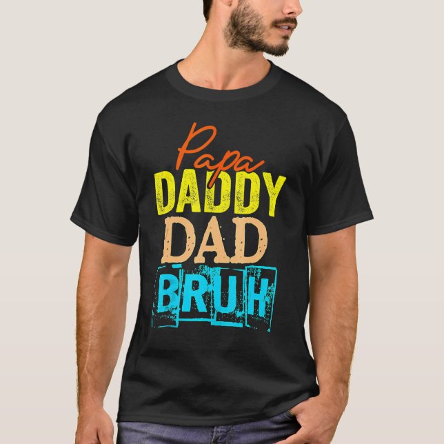 T-shirt Retro Papa Transition Papa Papa Dada Papa Papa Bru (Devant)