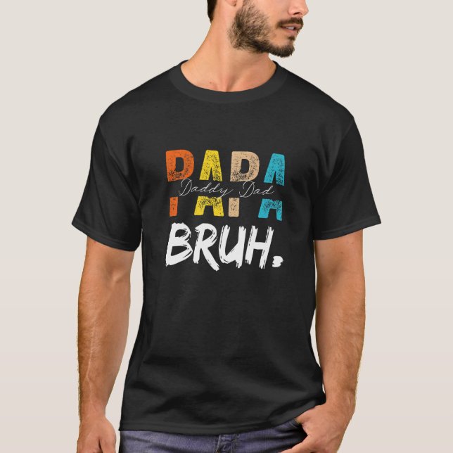 T-shirt Retro Papa Transition Papa Papa Dada Papa Papa Bru (Devant)