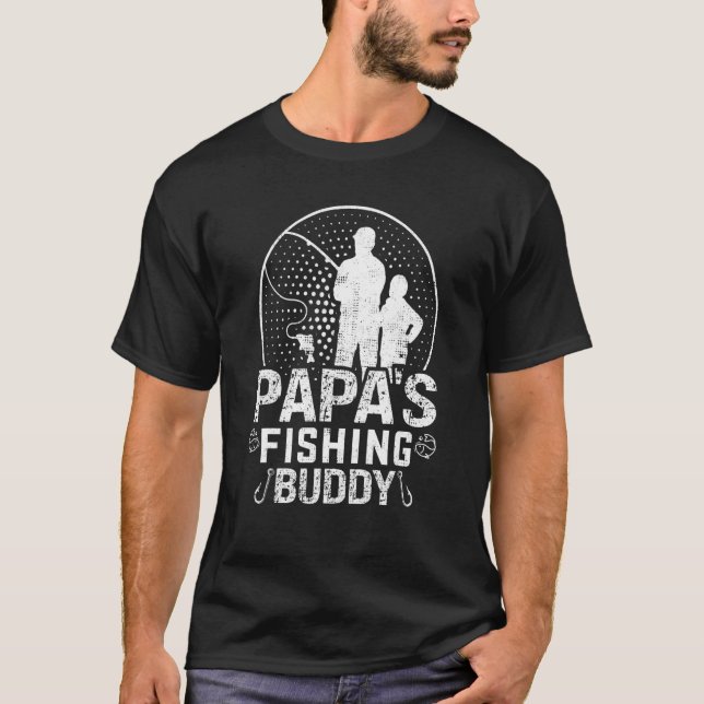 T-shirt Retro Papa's Fishing Buddy  Fishing 1 (Devant)