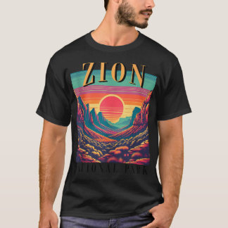 T-shirt Rétro Parc national de Zion Utah Montagne Femmes H