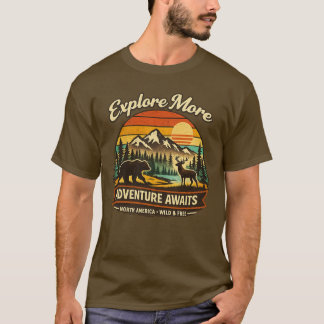 T-Shirt Rétro Parcs Nationaux – Explorez Plus d'Av